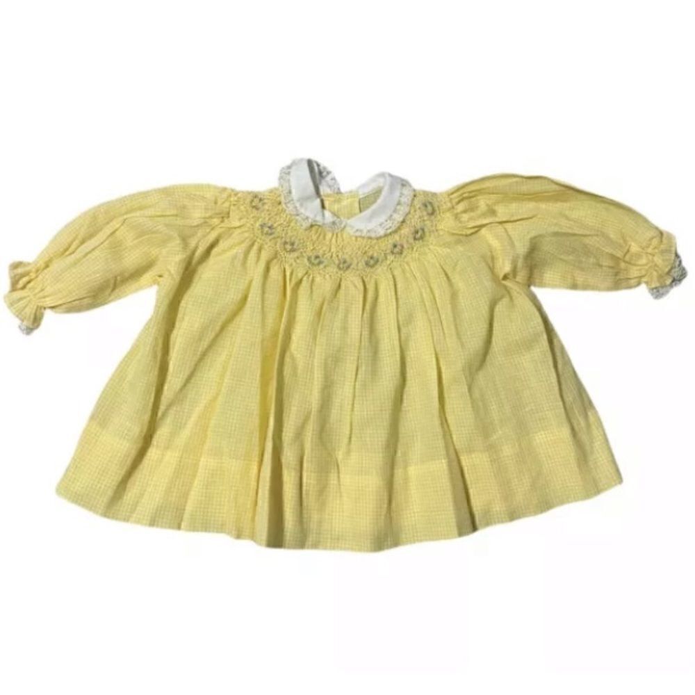 Polly Flinders Hand-Smocked Baby Dress Newborn 9 Months Pastel Yellow